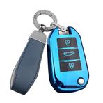 ontto TPU araba anahtarlık kapak Fit Peugeot Citroen DS3 DS4 DS5 C4 Peugeot 206 207 208 301 akıllı anahtar kılıfı anahtarlık anahtar kabuk anahtar tutucu aksesuarları koruyucu 3 düğme mavi