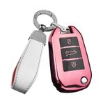 ontto TPU araba anahtarlık kapak Fit Peugeot Citroen DS3 DS4 DS5 C4 Peugeot 206 207 208 301 akıllı anahtar kılıfı anahtarlık anahtar kabuk anahtar tutucu aksesuarları koruyucu 3 düğme pembe