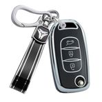 ontto TPU Araba anahtarlık kapak Fit Renault Logan 2 Clio 5 Stepway Sandero Arkana Captur Kadjar 3 düğmeler Anahtar durumda anahtar kabuk tutucu çanta anahtarlık anahtarlık Aksesuarları Siyah B