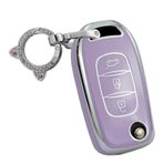 ontto TPU Araba anahtarlık kapak Fit Renault Logan 2 Clio 5 Stepway Sandero Arkana Captur Kadjar 3 düğmeler Flip anahtar kılıfı anahtar kabuk tutucu çanta anahtarlık anahtarlık aksesuarları Mor A