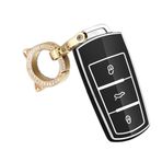 ontto TPU araba anahtarlık kapak Fit VW Passat 3C B6 B7 B7L CC R36 Maogotan B5 3 düğmeler anahtarsız giriş uzaktan anahtar kabuk tutucu çanta anahtarlık anahtarlık koruyucu aksesuarları siyah B