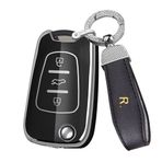 ontto TPU Araba Anahtarlık Kapak kılıf Fit Hyundai i20 i30 i35 iX20 iX35 Verna KIA Rondo Sportage Soul Rio Ceed Picanto Flip Anahtar Kabuk Tutucu Çanta Anahtarlık Anahtarlık Aksesuarları Siyah B