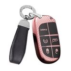 ontto TPU Araba Anahtarlık Kapak kılıfı Jeep Renegade Grand Cherokee Dodge Journey için Uygun Chrysler 200 300 300C Uzaktan Anahtar Kabuk Tutucu Çanta Anahtarlık Anahtarlık Aksesuarları 5 Düğme Pembe