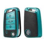 ontto TPU araba anahtarlık kılıf kapak Fit VW Golf 7 MK7 Polo Tiguan MK2 Seat Leon FR Ibiza Skoda Octavia Kodiaq Flip Key Shell akıllı anahtar çantası kutusu koruyucu aksesuarları 3 düğme yeşil B