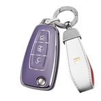 ontto TPU Araba Anahtarlık Kılıfı Ford C-Max Focus Galaxy Grand C-Max Mondeo S-Max Transit Connect Flip Anahtar kılıfı Akıllı Anahtar Kabuk Tutucu Çanta Anahtarlık Koruyucu Aksesuarlar Açık Mor A