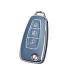 ontto TPU Flip Araba anahtarı kılıfı Ford Ranger C-Max S-Max Focus ST MK3 Galaxy Mondeo Transit Tourneo Özel 3 Düğmeler Anahtar çantası Kabuk kutusu Aksesuarları Koruyucu için Fit, B-Gri, 3 buttons