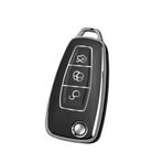ontto TPU Flip Araba anahtarı kılıfı Ford Ranger C-Max S-Max Focus ST MK3 Galaxy Mondeo Transit Tourneo Özel 3 Düğmeli Anahtar çantası Kabuk kutusu Aksesuarları Koruyucu, B-Siyah, 3 düğme