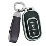 ontto TPU gümüş kenarlı araba anahtarı kılıfı Honda HRV 2023 Civic G11 Hybrid E-HEV Accord CR-V CRV 2022 Freed 2 tuşlu anahtar kılıfı araba anahtar kılıfı anahtar kutusu aksesuar-A siyah