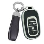 ontto TPU Gümüş Kenarlı Araba Anahtarı Kılıfı Honda HRV 2023 Civic G11 Hybrid E-HEV Accord CR-V CRV 2022 Freed 3 Tuşlu Anahtar Kılıfı Araba Anahtar Kutusu Anahtar Kutusu Aksesuar-B Siyah