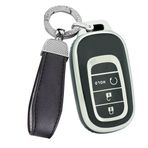 ontto TPU gümüş kenarlı araba anahtarı kılıfı Honda HRV 2023 Civic G11 Hybrid E-HEV Accord CR-V CRV 2022 için uygun 3 tuşlu anahtar kılıfı araba anahtar kutusu aksesuar -C siyah