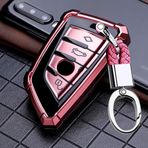 ONTTO TPU Silikon Araba Anahtarlık Kapağı BMW 1 2 3 4 5 6 M X Serisi BMW F10 F30 X3 X4 M2 M3 M4 M5 M6 3GT 5GT için Anahtarlık Anahtarlık Anahtarlık Anahtar Tutucu Anahtar Koruyucu Aksesuarlar 2 adet Pembe B
