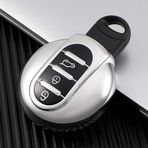 ontto TPU Silikon Araba Anahtarlık Kapağı BMW Mini Cooper ONE S JCW F54 F55 F56 F57 F60 için 3 Düğmeli Anahtarlık Anahtar Kılıfı Anahtarlık Aksesuarları 3 Düğmeli Gümüş