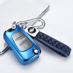 ontto TPU Silikon Flip Araba Anahtarlık Kapağı Kia Ceed Sportage Rio Sorento Hyundai I10 I20 I30 IX35 Veloster Uzaktan Anahtar Kılıfı Anahtarlık Anahtar Muhafazası Anahtarlık Aksesuarları Mavi