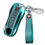 ontto Uzaktan Araba Anahtarlık Kapak Kılıfı Porsche Panamera 971 Cayenne Macan 911 718 Boxster TPU Karbon Fiber Desen Anahtarlık Koruyucu Anahtar Çanta Kabuk Anahtarlık Anahtarlık Aksesuarları Yeşil