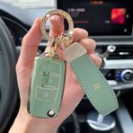 ontto VW Polo Bora Beetle Tiguan Passat Golf Jetta için Araba Anahtarlık Kapağı Fit Skoda Seat Uzaktan Anahtar Kılıfı TPU Anahtarlık Tutucu Çanta Anahtarlık Dekoratif Aksesuarlar Yeşil A