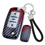 ontto VW POLO Tiguan Passat B5 B6 B7 Golf EOS Scirocco Jetta MK6 Octavia Uzaktan Anahtar Kılıfı Kabuk Kutusu Anahtarlık Anahtarlık Anahtarlık Aksesuarları 3 düğme, B-Siyah Kırmızı, 3 düğme