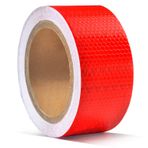 Ontwie 5 cm x 10 m yansıtıcı yapışkan bant çıkartması, kırmızı römork için uyarı koruma bandı, yüksek görünürlük için güvenlik bandı, araçlar, otomobiller, römork, bisiklet, kasklar için