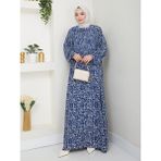 Önü Büzgülü Viskon Elbise - Indigo / E0130 - İndigo