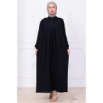 Önü Düğmeli Eva Tesettür Elbise Siyah HM2757 - 1
