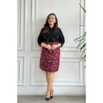 Önü Süs Düğme Detaylı Pazen Çan Etek - Fuşya - Mor - XL