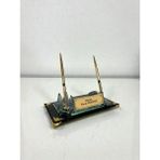 ONUR AJANS Lüks Kristal Cam Masa Isimliği & Çift Kalem Seti - Şeffaf - Altın - 30 X 15 CM