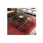Onurdesign Kante Metal Crom Kaplama Bronz Şeffaf Camlı Kare Orta Sehpa 4+1