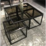 Onurdesign Kante Metal Siyah Fırın Boyalı Şeffaf Bronz Cam Orta Sehpa 4 1 99x98 cm