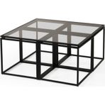 Onurdesign Kante Metal Siyah Fırın Boyalı Şeffaf Siyah Cam Orta Sehpa 4 1 99c98 cm