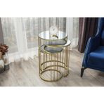 Onurdesign Napoli Gold Metal Ayak Üst Cam Ayna Zigon Sehpa
