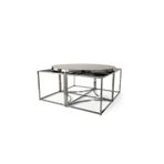 Onurdesign Sosa Metal Crom Füme Aynalı Yuvarlak Orta Sehpa 4+1