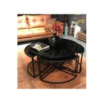 Onurdesign Sosa Metal Yuvarlak Siyah Camlı Orta Sehpa 4 1