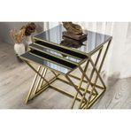 Onurdesign Venedik Metal Gold Füme Cam Aynalı Zigon Sehpa 45x55 cm