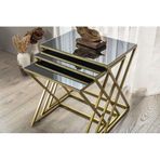 Onurdesign Venedik Metal Gold Füme Cam Aynalı Zigon Sehpa