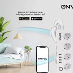 Onvec 2gen Tuya Wi-Fi Destekli 4'lü Akım Korumalı Usbli Smart Grup Priz-Uygulama Üzerinden Kontrol