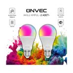 Onvec 9W Rgb Akıllı Ampul 2 Adet 2gen Tuya Wifi+Bluetooth Destekli - Beyaz - 1 - 10 W