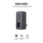 Onvec Basic Anahtarlı Akım ve Şok Korumalı Priz 720 Joule Antrasit Gri