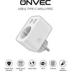 Onvec Usb Type-c Akıllı Tekli Priz, Wifi + Ble, Google Home Ve Amazon Alexa Uyumlu, Uzaktan Kontrol