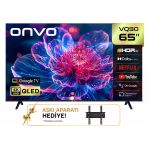 Onvo 65Vq90f3ua 65İnc 165 Cm 4K Uhd Google Smart Qled Tv + Duvar Askı Aparatı Hediye