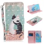 Ooboom Huawei P Smart/Honor 9 Lite Kılıf 3D Manyetik Flip PU Deri Koruyucu Kılıf Cep Telefonu Çantası Case Cover Stand Kart Bölmeli Taşıma Askısı Huawei P Smart/Honor 9 Lite için - Siyah Beyaz Kediler