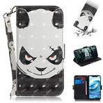Ooboom Nokia 5.1 Plus Kılıf 3D Manyetik Flip PU Deri Koruyucu Kılıf Cep Telefonu Çantası Case Cover Stand Kart Bölmeli Kredi Kartı Bölmeli Taşıma Kayışı Nokia 5.1 Plus için - Kızgın Panda