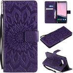 Ooboom Samsung Galaxy S10+ Plus Kılıfı Ayçiçeği Desenli PU Deri Kapaklı Cüzdan Destek Çubuklu Kart Tutuculu Samsung Galaxy S10+ Plus - Mor