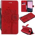 Ooboom® Xiaomi Pocophone F1 Kılıf Kedi Ağacı Desenli Flip PU Deri Koruyucu Kılıf Cep Telefonu Çantası Case Cover Stand Fonksiyonu Kart Bölmeli Xiaomi Pocophone F1 için - Kırmızı