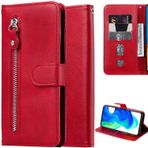Oobooms Samsung Galaxy A53 5G için Fermuarlı Kılıf, Manyetik Kapaklı PU Deri Cüzdan Kılıfı Fermuarlı Paket TPU Silikon İç Kabuk Kart Yuvaları Standı - Kırmızı