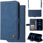 Oobooms Samsung Galaxy S10+ Plus için Kılıf, Cüzdan Manyetik Kapaklı PU Deri Kılıf Paket TPU Silikon İç Kabuk Kart Yuvaları Bilek Omuz Askılı Stand - Mavi