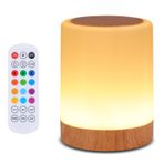 OORUN Dokunmatik Başucu Masa Lambası, 13 RGB Renk ve 5 Parlaklık, USB Şarj Edilebilir Masa Lambası, RGB Renk Değiştiren Uzaktan Kumandalı Kısılabilir Gece Işığı, Bebek, Yatak Odası, Oturma Odası için