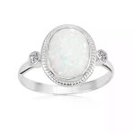 Opal Altın Yüzük - 14 Ayar Altın Vintage Opal Taşlı Tria Yüzük - Anneler Gününe Özel Hediye Yüzük