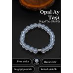 Opal Ay Taşı Bileklik Erkek Kadın Doğal Taş Bileklik 8 mm BT036 - Standart - Beyaz