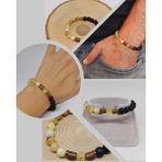 Opal Sarı Alacalı Renk & Oniks Taşı 8mm Unisex Tasarım Bileklik Hawaii Model (36135)