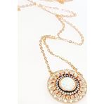 Opal Taşlı İtalyan Tasarımı Lüks Gümüş Rose Kolye