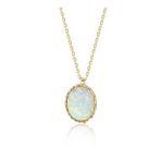 Opal Taşlı Oval Altın Kolye